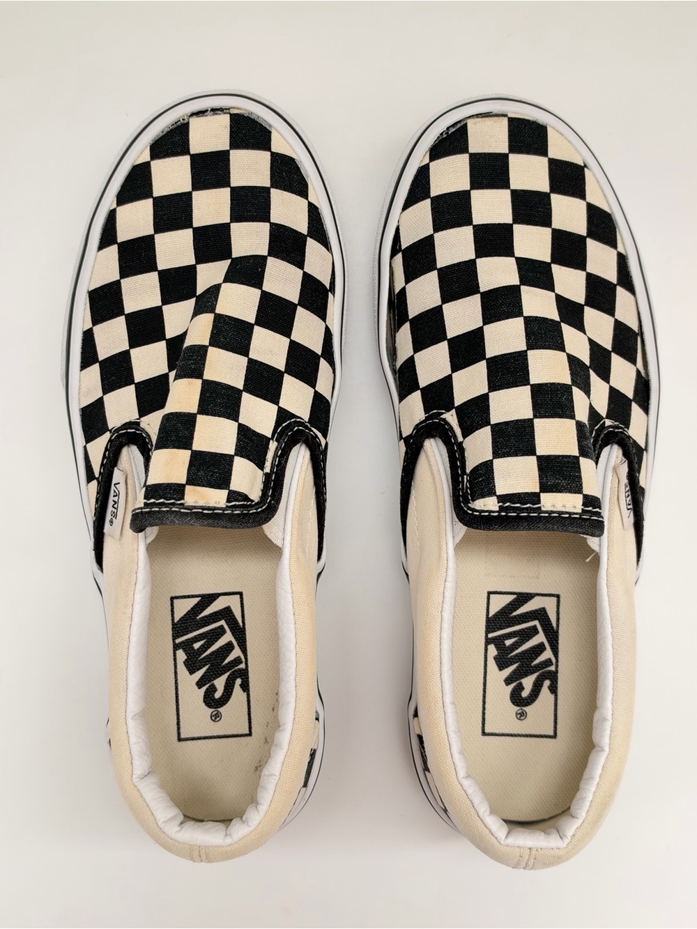 Vans Checkered Slip-On Sneakers - Black & Cream size 6